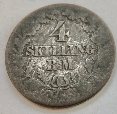 Tanska 4 skilling RM 1856 Hopeaa
