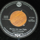 7" The BROWNS - The Three Bells - single 1959 country pop EX - pikkukuva 2