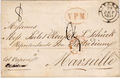 Italia 1851 kirje Ranskaan