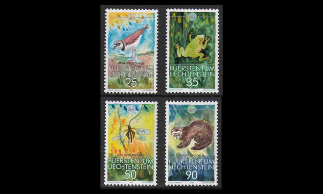 Liechtenstein 967-70 ** WWF eläimiä (1989)