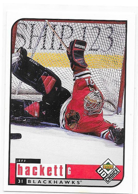 1998-99 UD Choice #49 Jeff Hackett Chicago Blackhawks MV