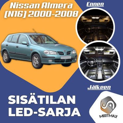 Nissan Almera (N16) Sisätilan LED-sarja 12-osain