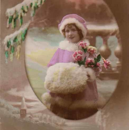 LAPSI / Luminen kuusi, tyttö kädet muhvissa. 1910-l.