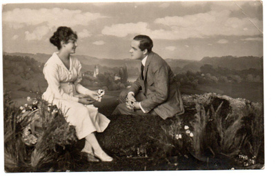 Vanha kortti, mies ja nainen, vuodelta 1921