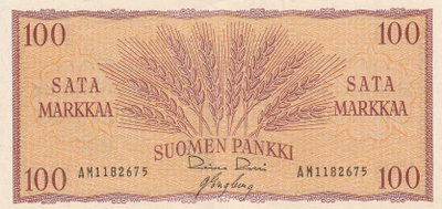 Suomi  100 markkaa 1957  AM1182675  kl 8-9
