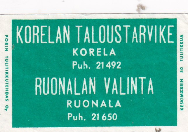 Korela, Ruonala. Taloustarvike, Valinta   3/16