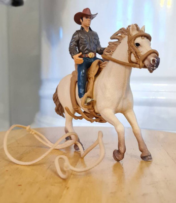 Schleich lännenratsastaja + hevonen + varusteet