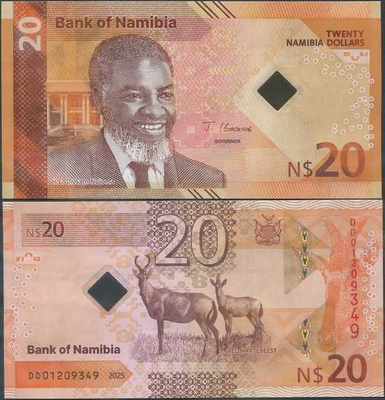 Namibia 20 Dollars 2025 UNC uusi sarja