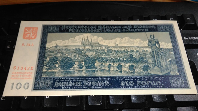Bohemia Moravia 100 korun 1940 P6s specimen UNC