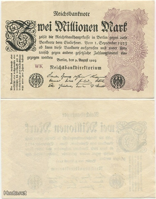 Saksa (Weimarin tasavalta) 2000000 Mark 1923 (P-104a) AU