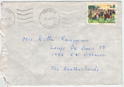 1981 Eurooppa 1,50 mk kirje Hollantiin