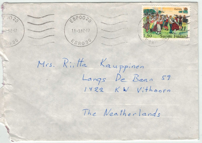 1981 Eurooppa 1,50 mk kirje Hollantiin