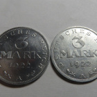 Saksa/Weimarin tasavalta 3 mark 1922 A/ 2 erilaista - pikkukuva 2
