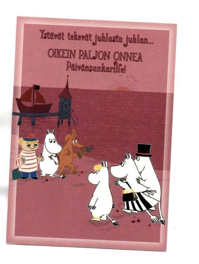 "YSTÄVÄT TEKEVÄT JUHLASTA, JUHLAN..." -KORTTI / KARTO, Muumi