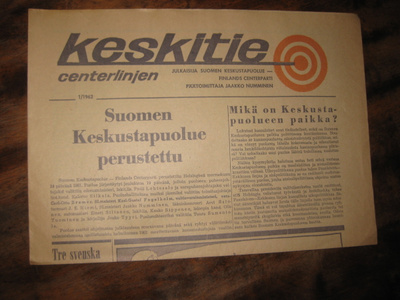 Puoluelehti  Keskitie  nro 1 / 1962  (Keskusta)