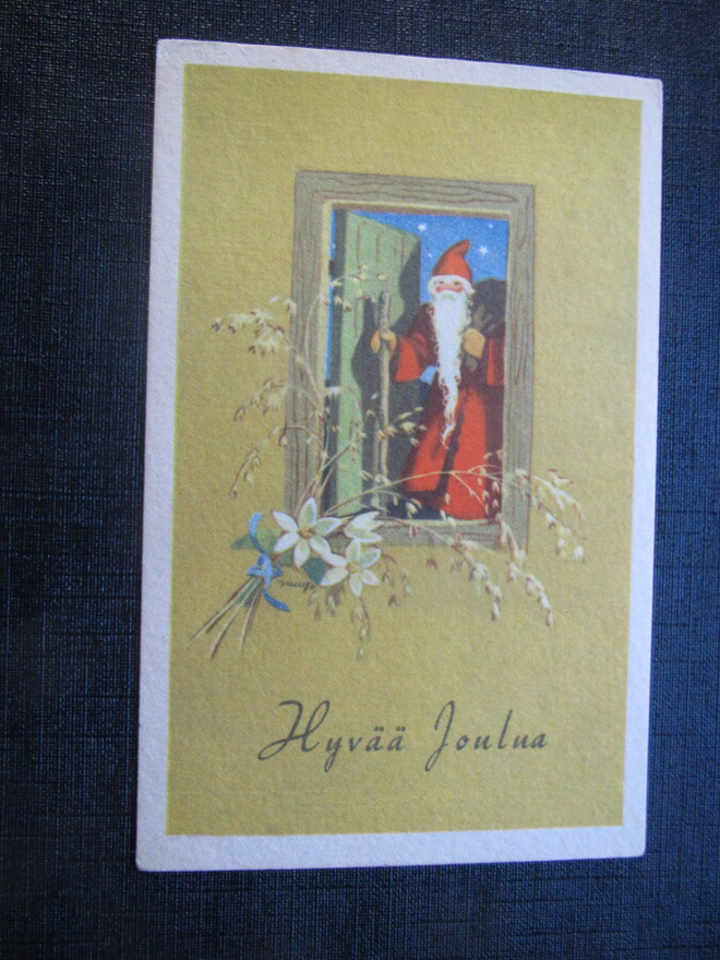 Hyvä Joulua. Martta Wendelin. Postikortti