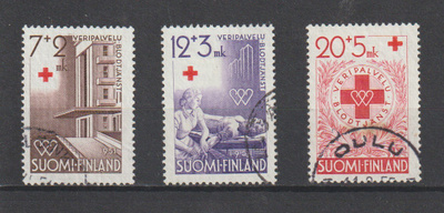 1951 Punaisen Ristin sarjan merkit leimattuina