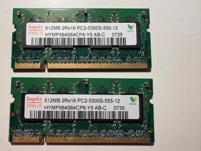 Hynix 2 x 512 Mb  DDR2-667MHz kannettavaan