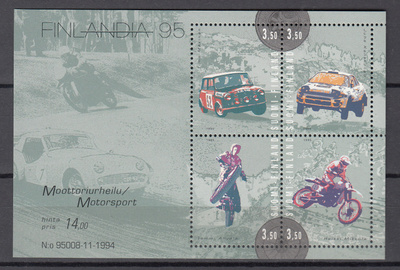 1995 FINLANDIA blokki Moottoriurheilu **