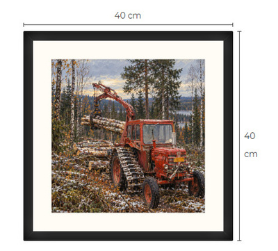 Uusi BM Volvo metsäkone traktori art print 40 cm x 40 cm