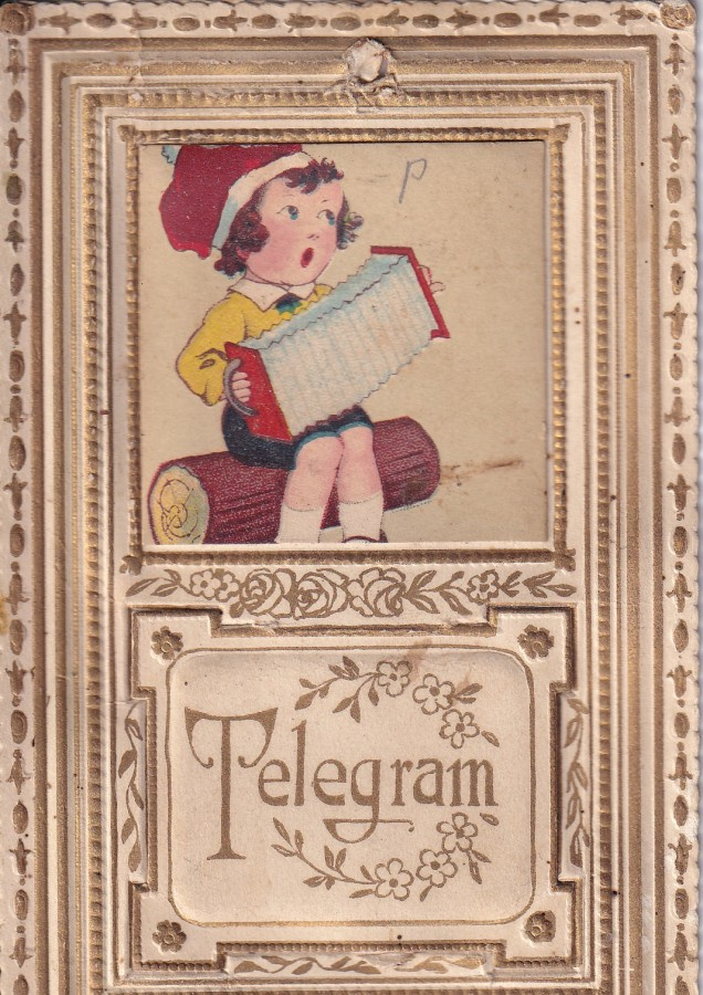 Tyttö ja haitari, Gratulationshälsning,  Telegram     b669