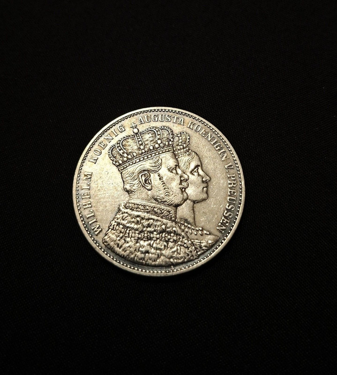 1861 Prussia Coronation Thaler Wilhelm I & Augusta Unc!