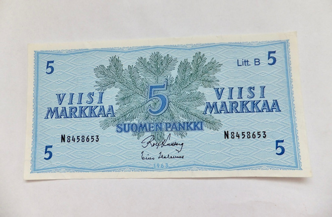 5 mk 1963 Litt B N-sarja PAKKASILEÄ