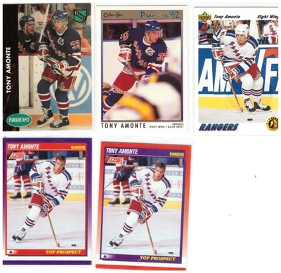 5 x TONY AMONTE New York Rangers, Rookie Kortteja