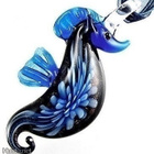 1142 .. Murano Lampwork Taidelasia Sininen .. Kaulakoru - pikkukuva 2