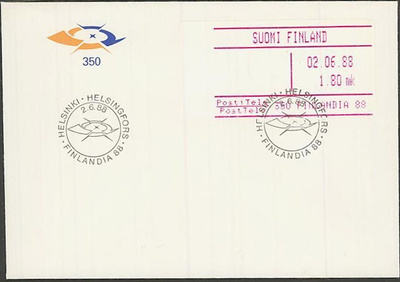 1988 automaattimerkki FINLANDIA 88 leimalla kuori