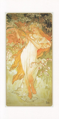 Alphonse Mucha: Kevät (panoraamakortti)