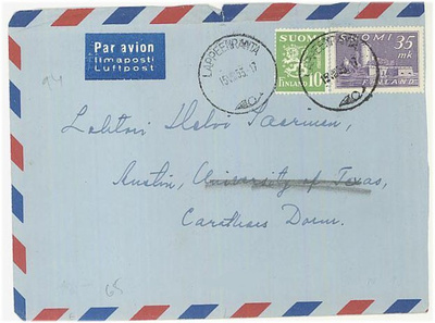 1948 35mk Olavinlinna ym lentokirje USAhan -53
