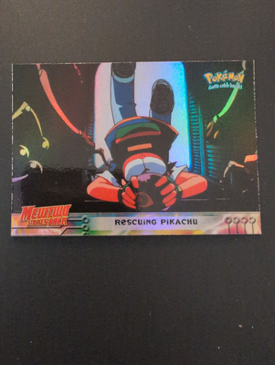 Rescuing Pikachu rainbow foil Pokemon Topps