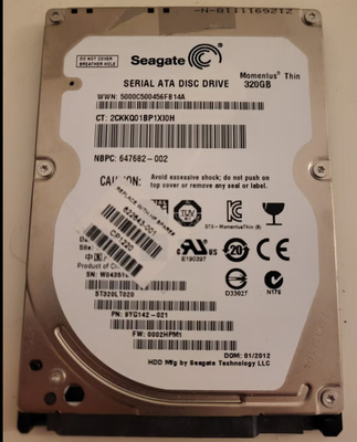 Seagate 320GB 5400RPM 2,5" sata kovalevy
