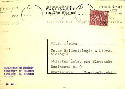 M54 1959 25 (mk) violetti postikortti CSR:ään