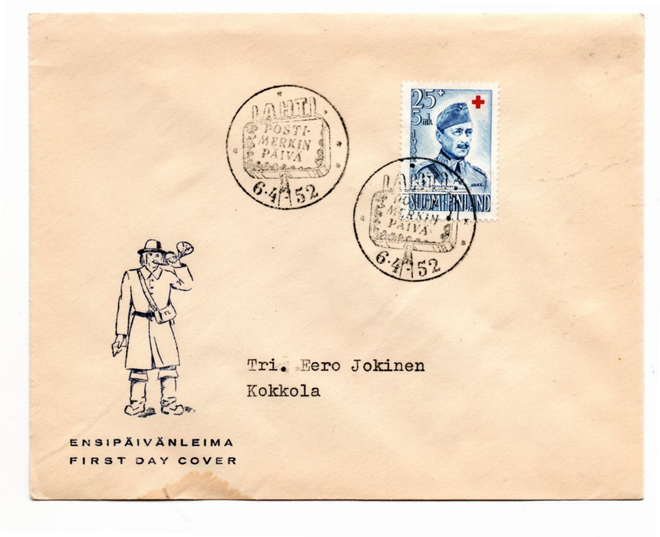 Lahti: Postimerkin päivä (erikoisleima 6.4.1952)