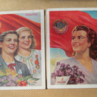 CCCP: kaksi vintage propaganda postikorttia - 1950-luku - pikkukuva 1