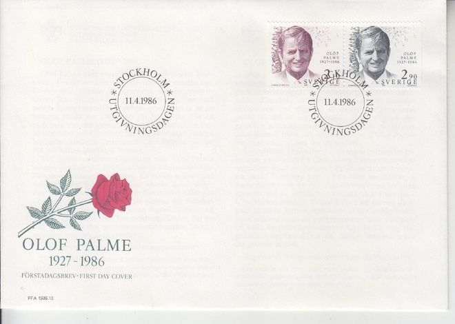 Ruotsi FDC 1999 1986 Olof Palme