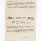 Purkkakuva Hellas Jääkiekko-sarja n:o 128 Reijo Hakanen - pikkukuva 2