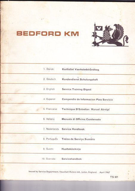 Bedford KM -korjaamokäsikirja, 1967