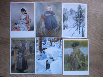 TAIDEKORTIT.....6 kpl, 5 A. Gallen-Kallelan + 1 A. Edelfelt.