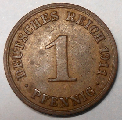 Saksa. 1 pfennig 1911A.