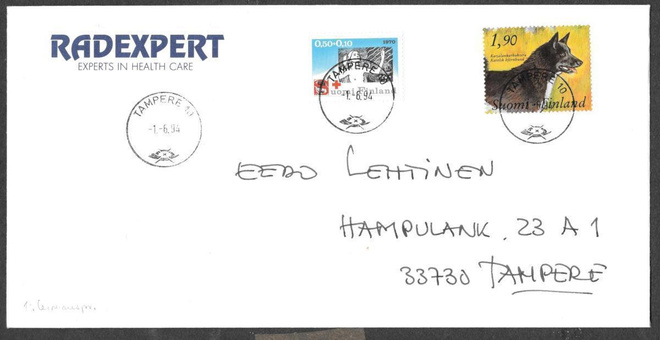 Postilähetys -  (LAPE 674 + 1077) Tampere 10 1.6.1994