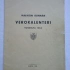 Halikon kunnan VEROKALENTERI 1963 Halikko / Salo - pikkukuva 1
