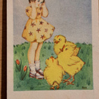 tyttö ja tiput, pääsiäisk, sign AH,,kulkenut 1950 - pikkukuva 1