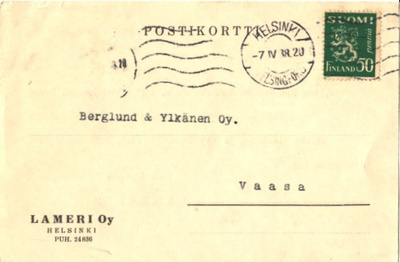 FIRMAK. LAMERI HELSINKI-VAASA