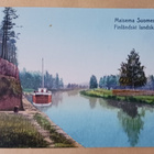 Maisema Suomesta, alus kanavassa, vanha väripk, p. 1924 - pikkukuva 1