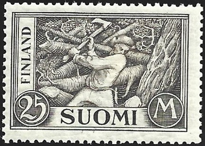 1930 M30 Puunkaat 25 mk mustanruskea ** Lape 157 a LP Lm1