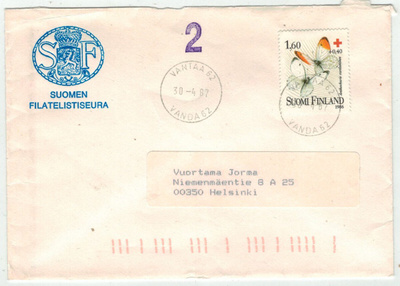 1986 PR 1,60 mk 2.luokan kirje