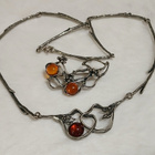 Vintage design hopea meripihka amber kaulakoru riipus - pikkukuva 1